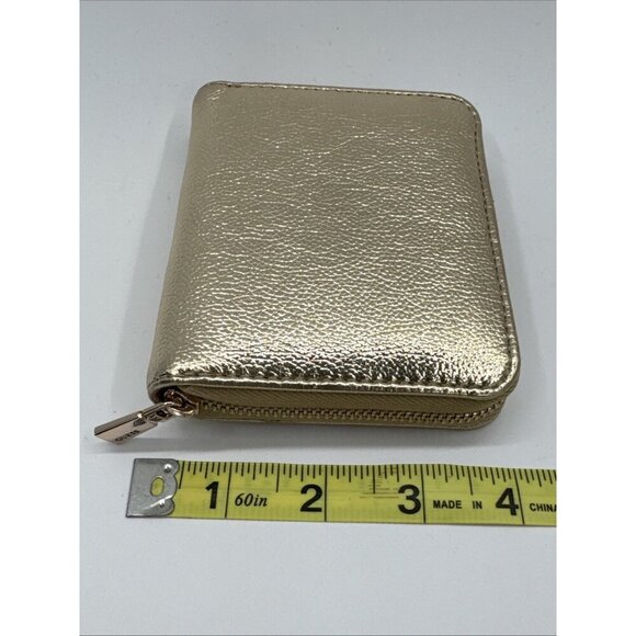 GUESS Womens Small Zip Around Wallet Shinny Gold Coin Pocket Credit Card Money - Picture 8 of 12